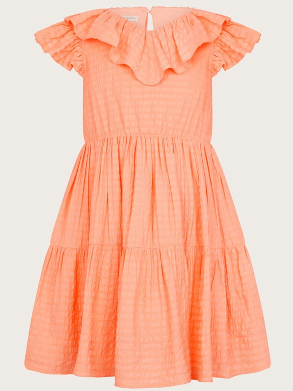 Monsoon Woven ruffle dress orange size 7